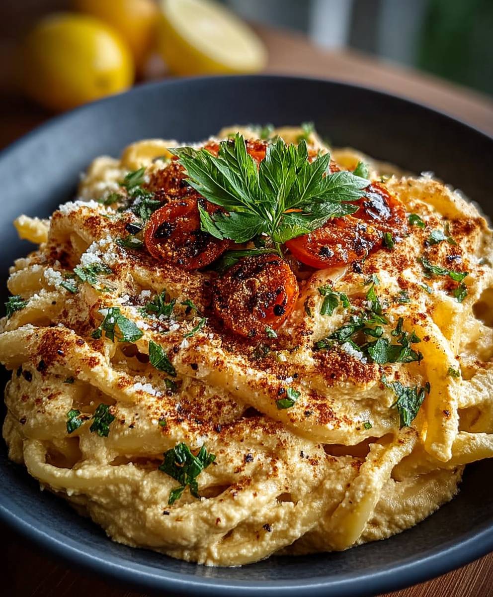 Zitronen Hummus Pasta