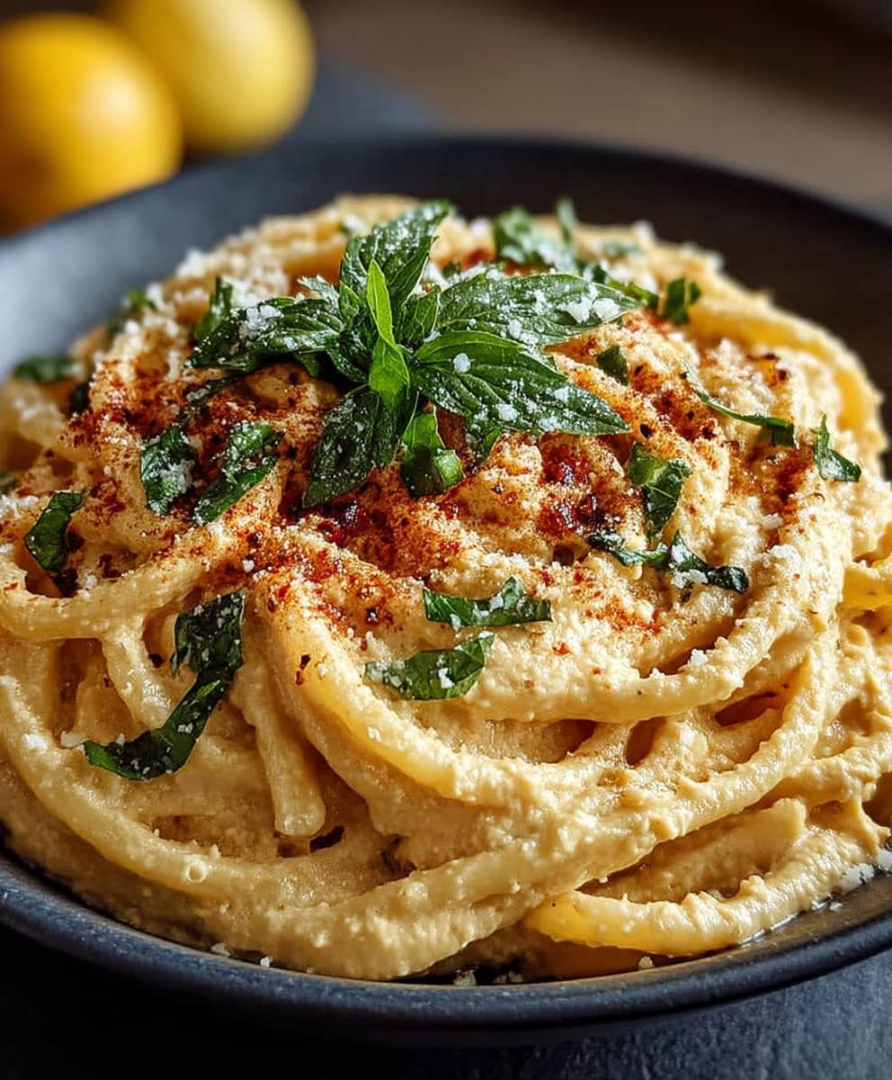 Zitronen Hummus Pasta