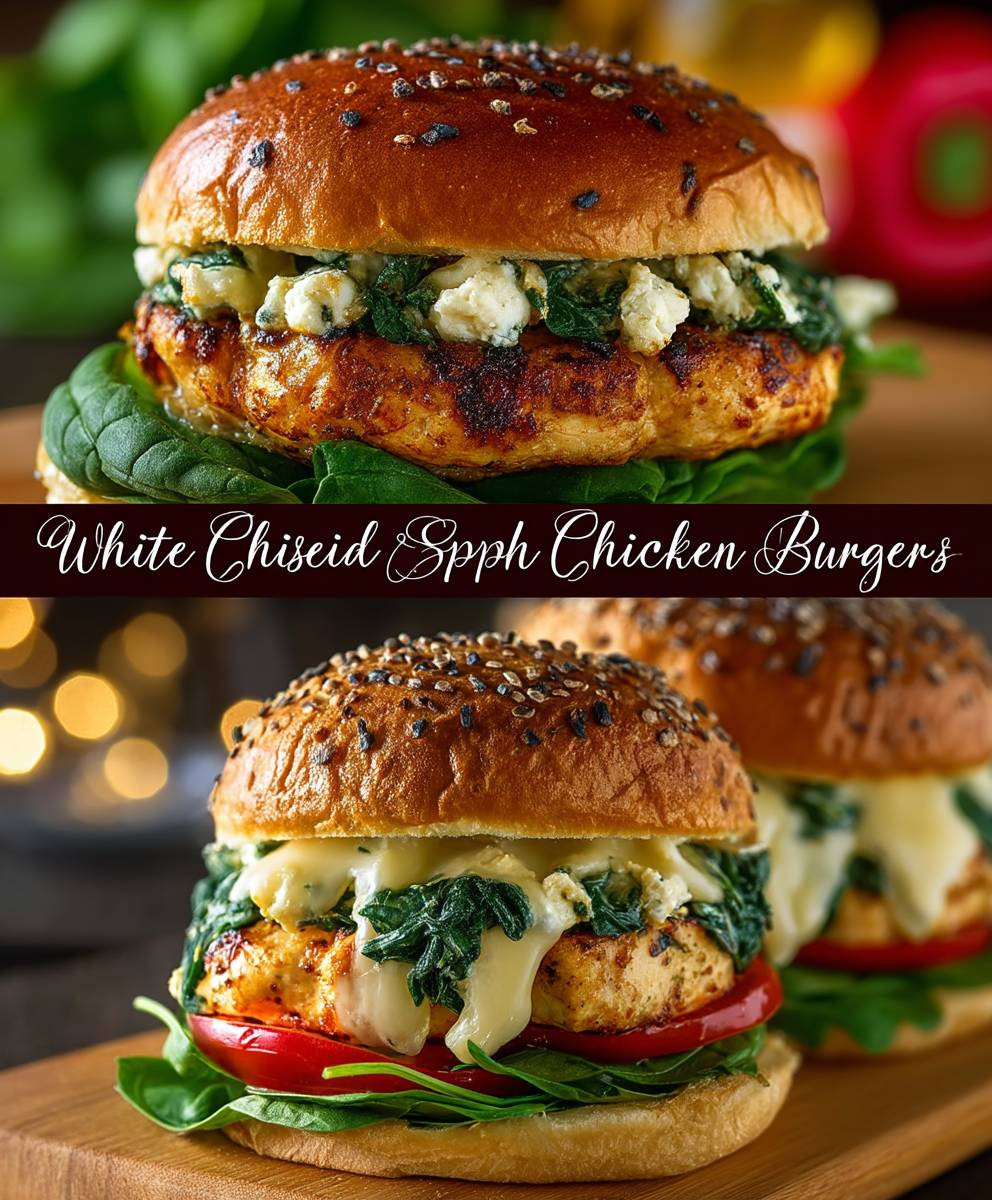 Cheddar Spinach Chicken Burgers