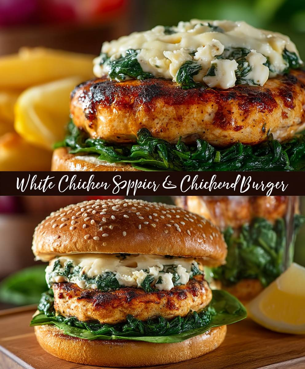 Cheddar Spinach Chicken Burgers