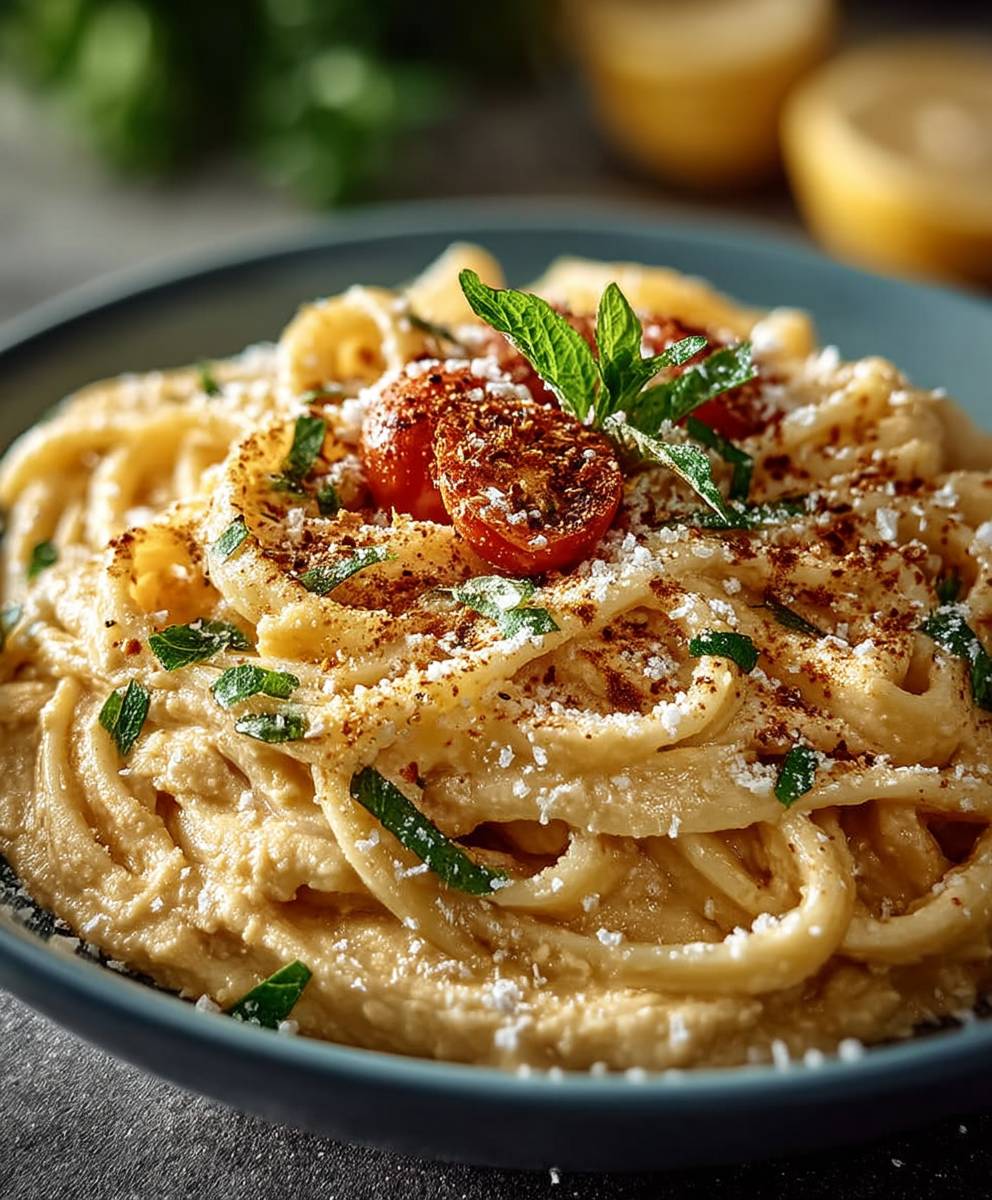 Zitronen Hummus Pasta