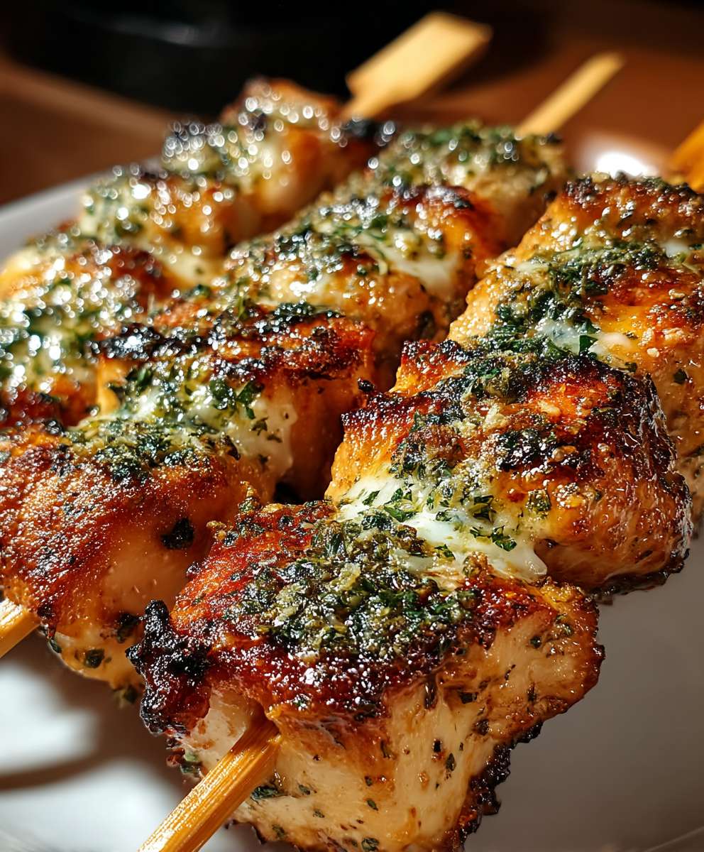 Knoblauch Parmesan Hähnchenspieße