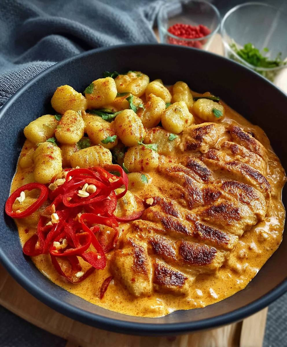 Paprika Hähnchen Gnocchi Sahne