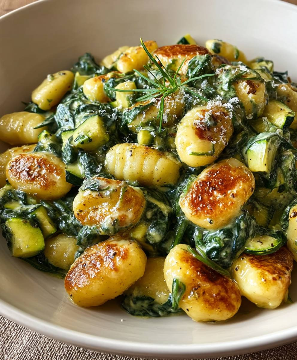 Gnocchi Pfanne Spinat Zucchini