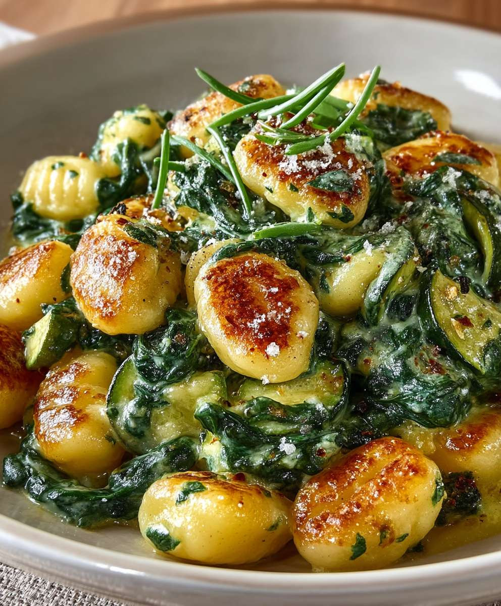 Gnocchi Pfanne Spinat Zucchini