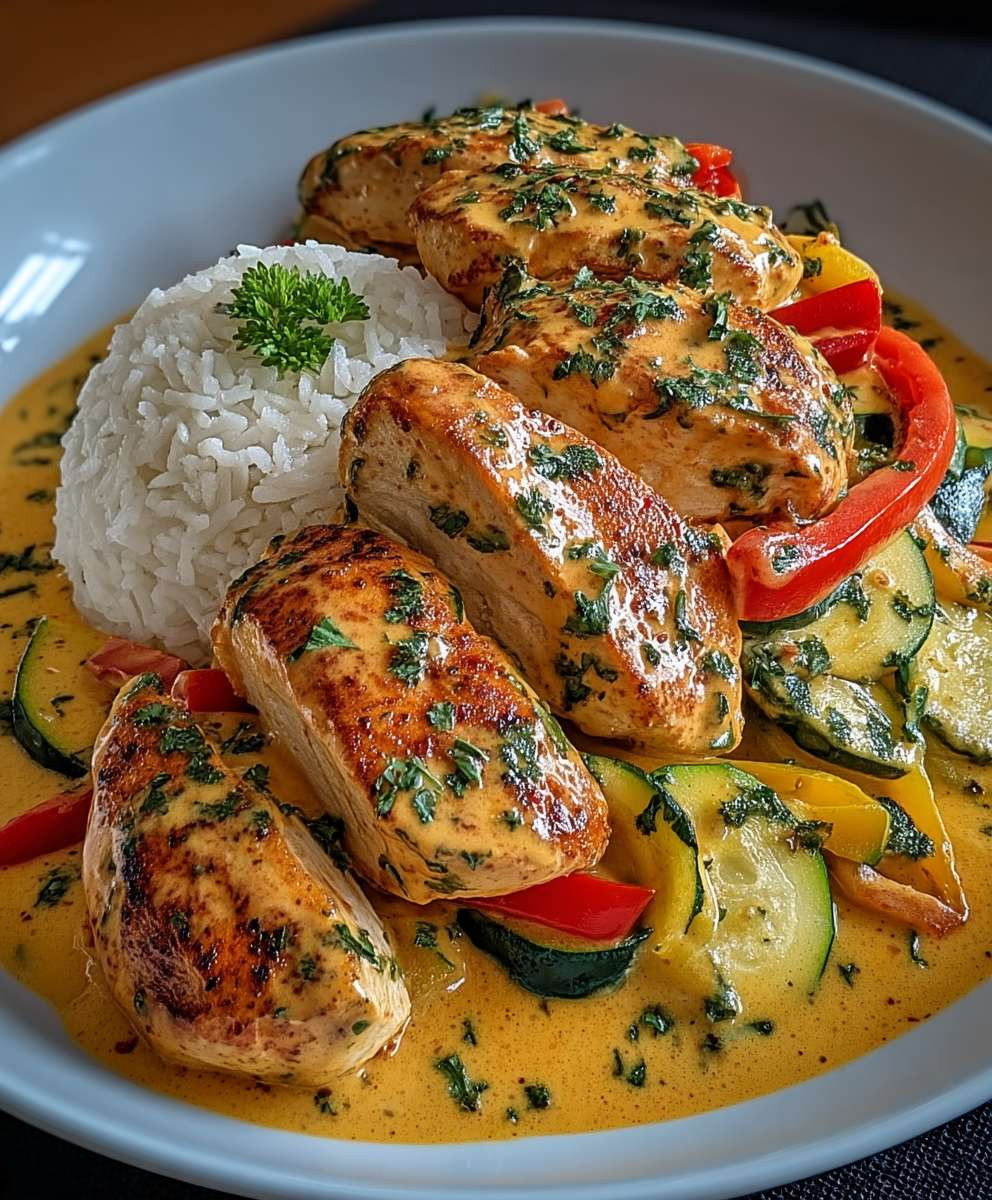 Paprika Zucchini Sahne Hähnchen