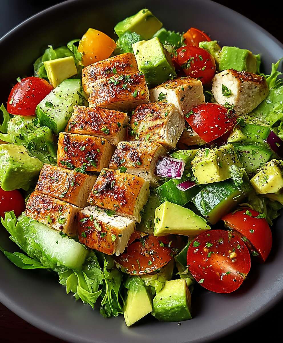 Avocado Hähnchen Salat gesund