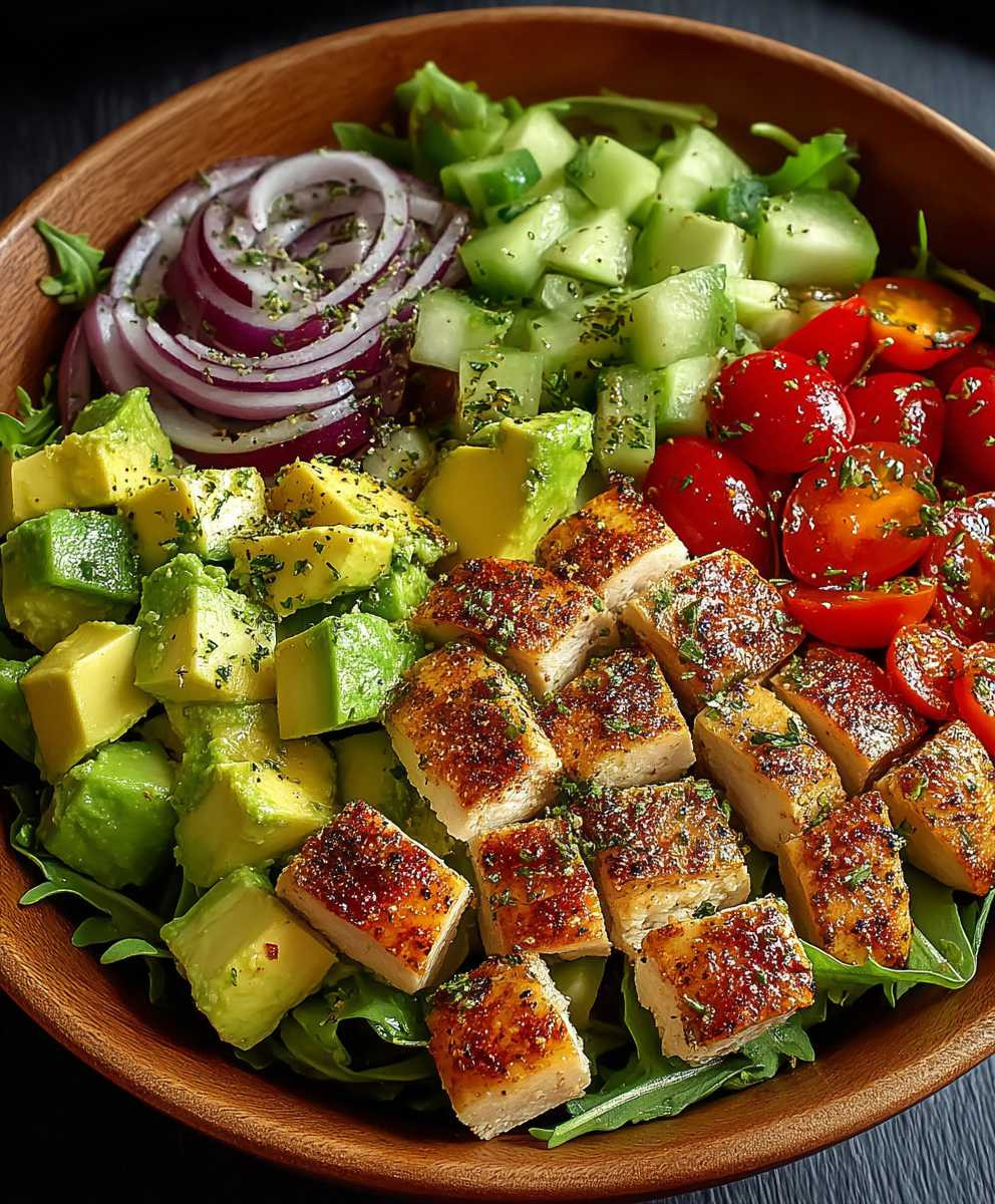 Avocado Hähnchen Salat gesund
