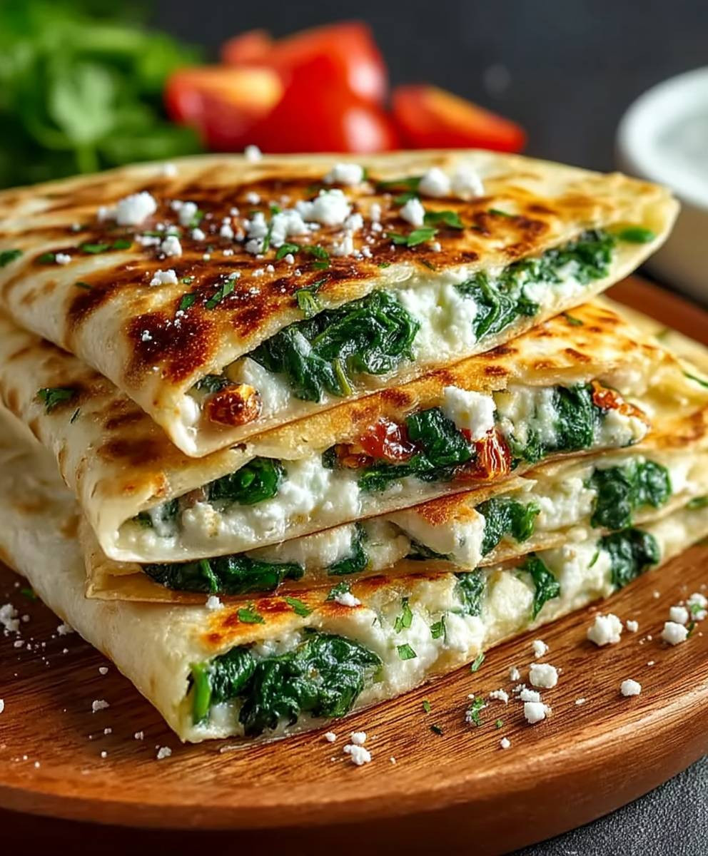 Spinat Feta Quesadillas einfach