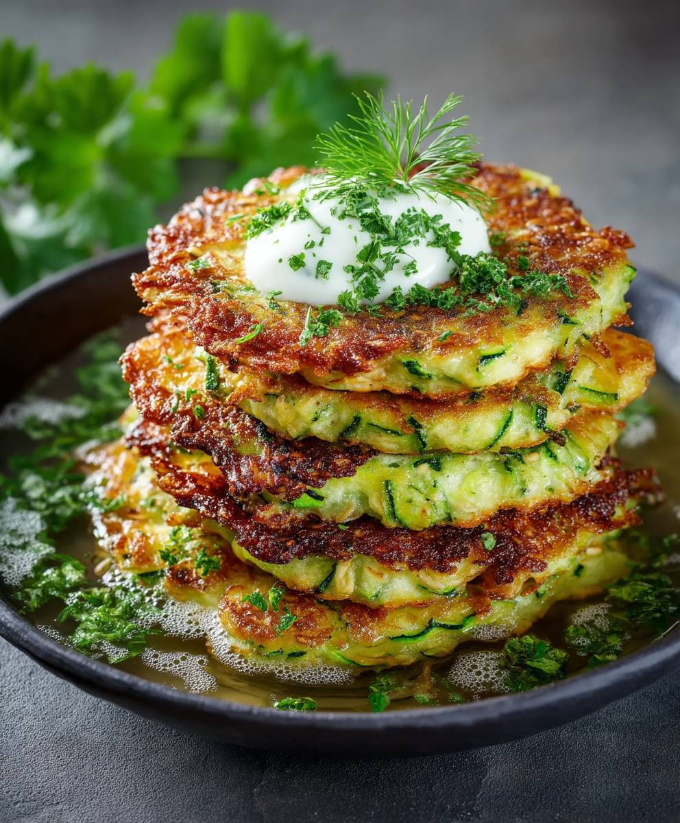 Zucchinipuffer mit Haferflocken