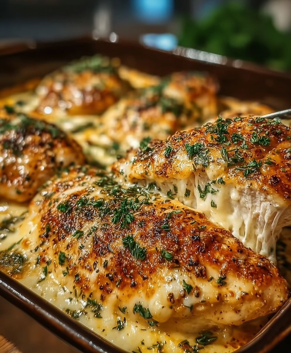Cremiges Ofenhähnchen mit Käse