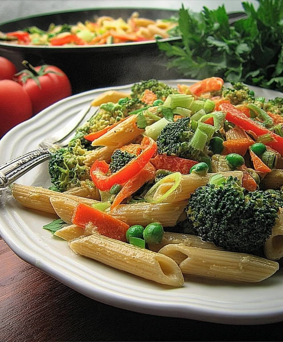 Leichte Gemüse Nudelpfanne vegetarisch