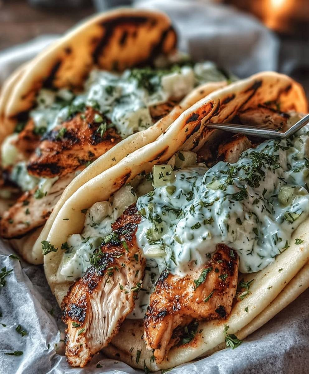 Griechisches Hähnchen Gyros Tzatziki