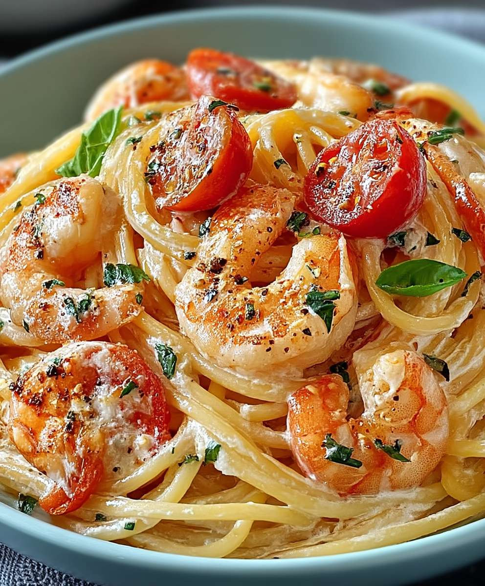 Spaghetti Garnelen Frischkäsesauce