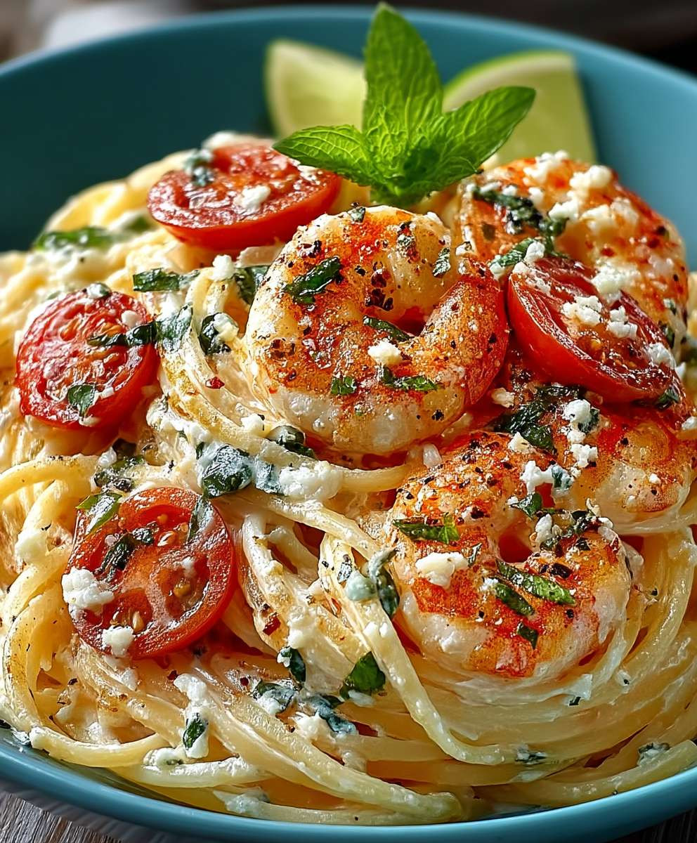 Spaghetti Garnelen Frischkäsesauce