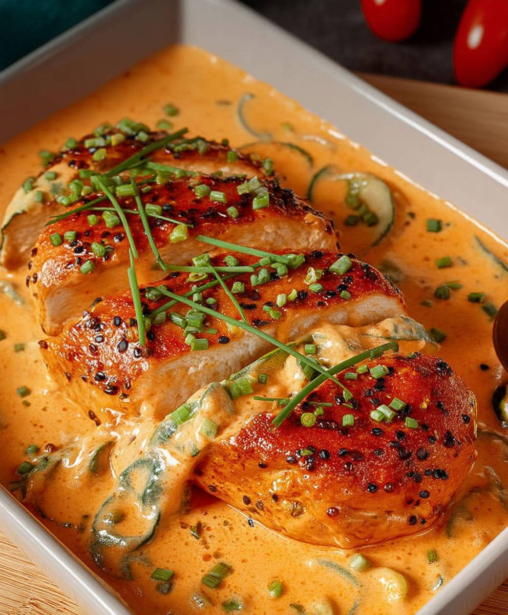 Hähnchenbrust Frischkäsesoße Paprika Zucchini