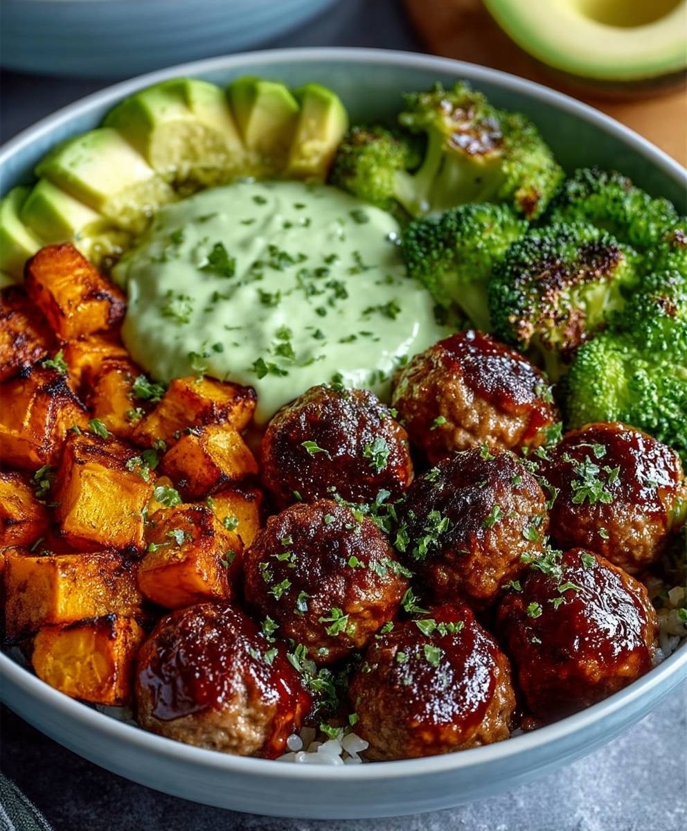 Barbecue Fleischbällchen Avocado Soße