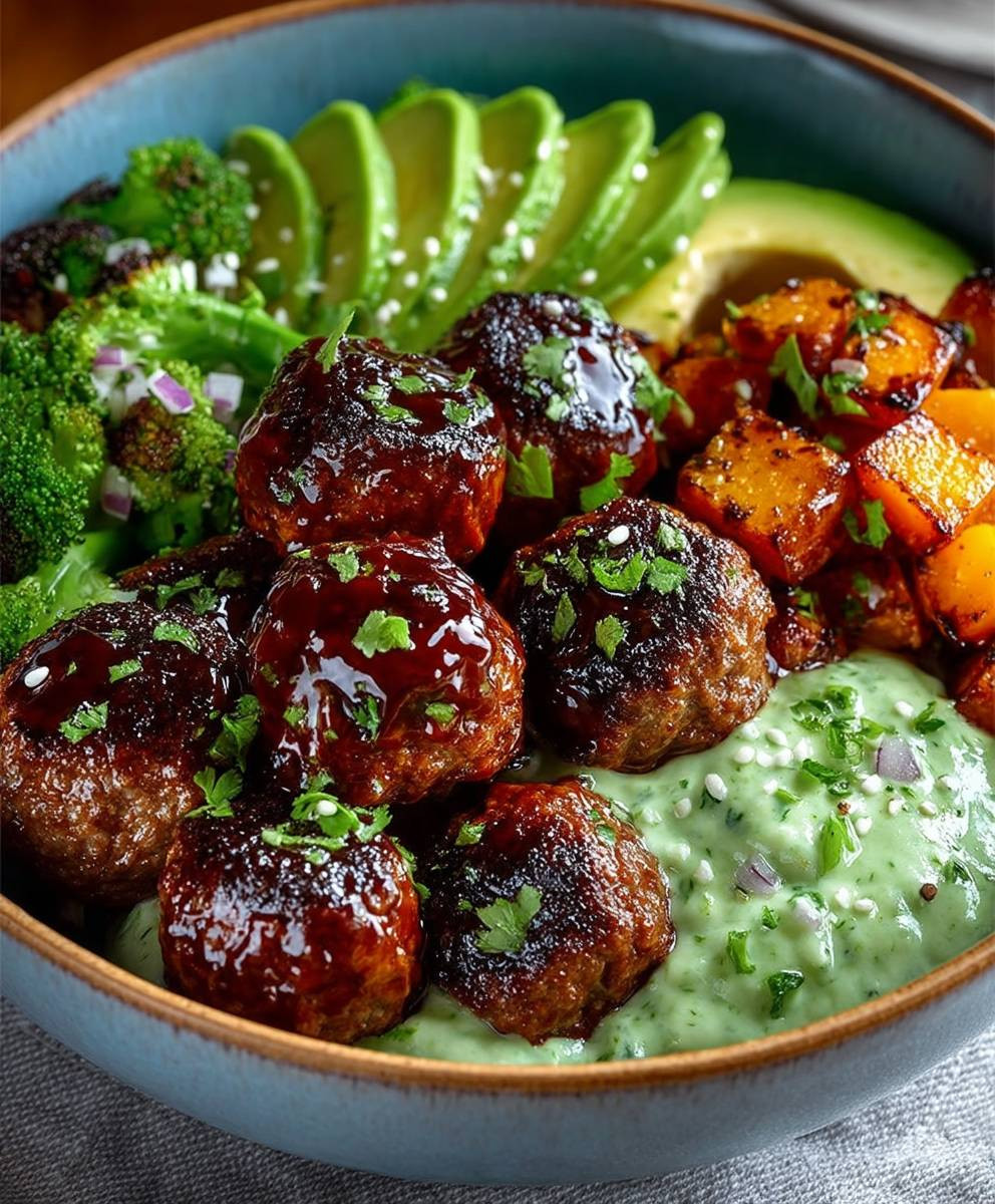 Barbecue Fleischbällchen Avocado Soße