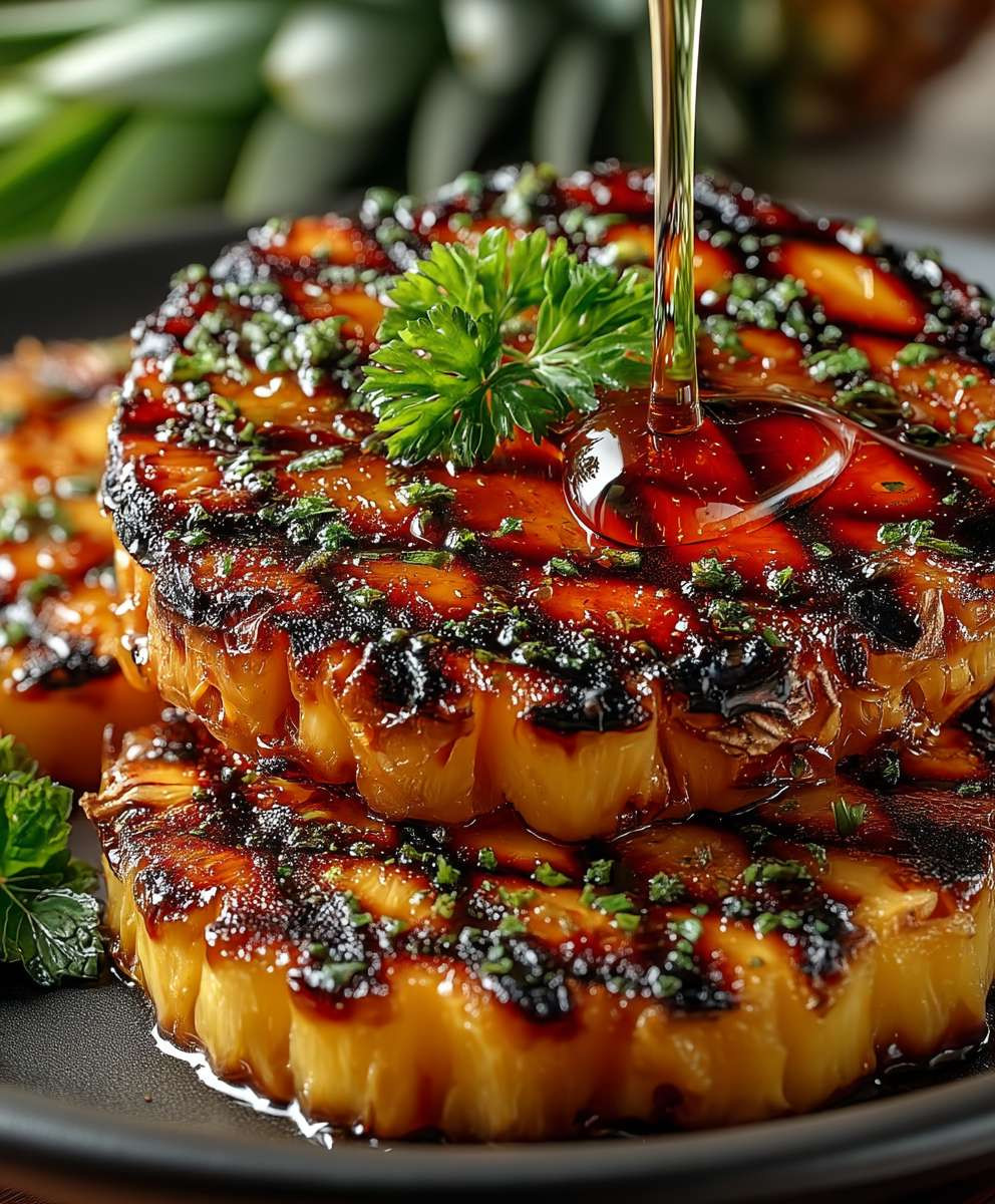 Gegrillte Ananas Honig Zimt