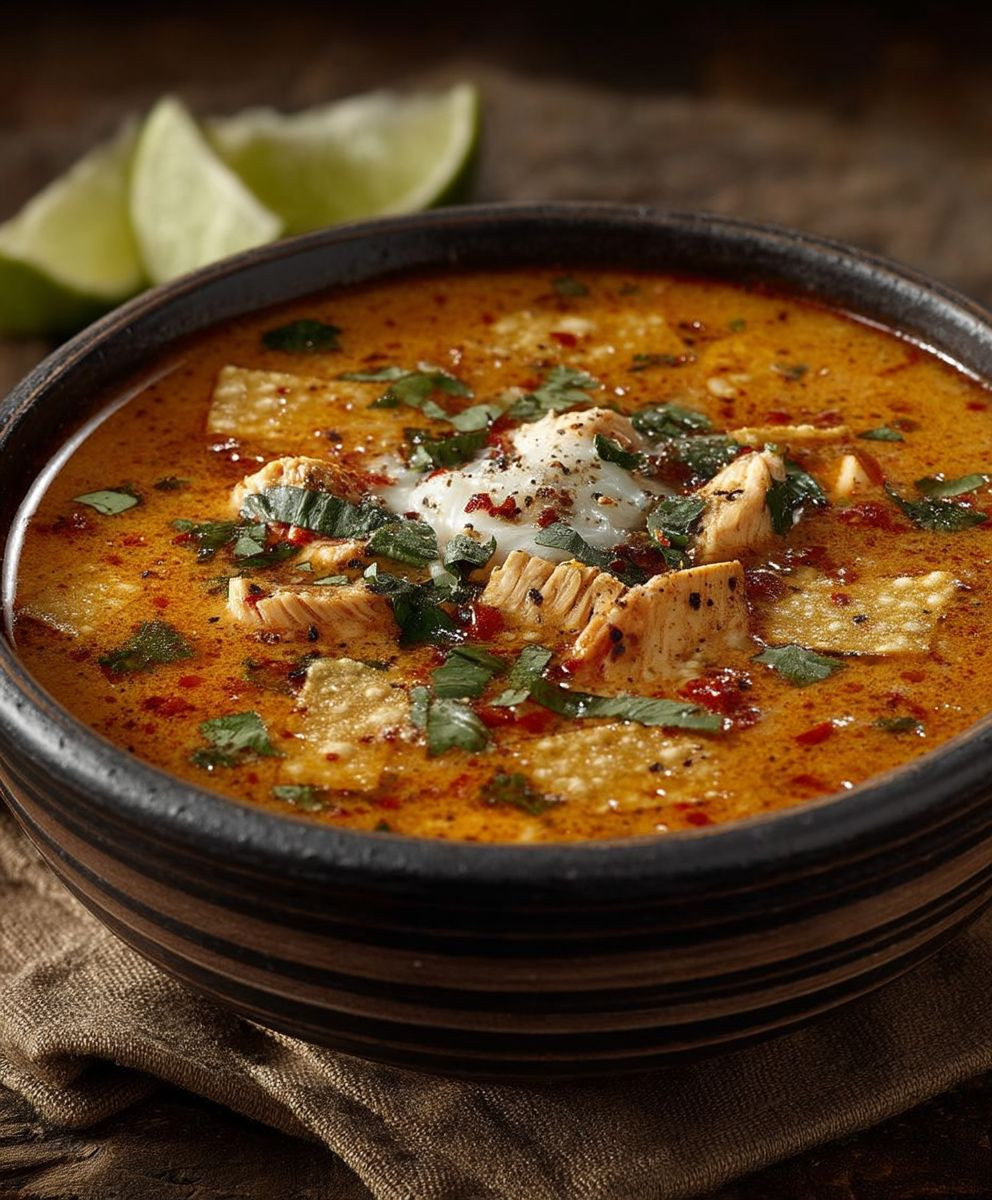 Mexikanische Hühnersuppe Tortilla Streifen