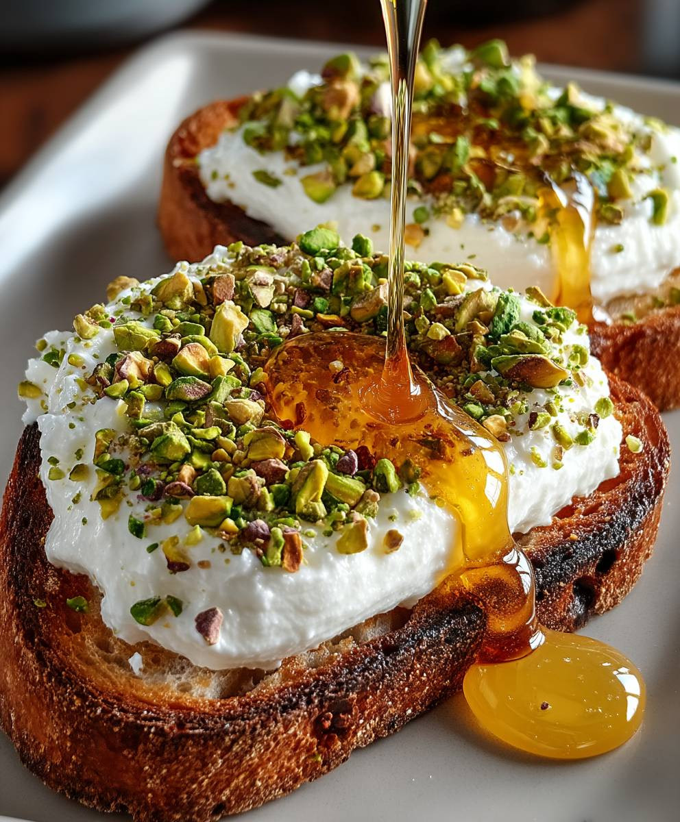 Burrata Toast Pistazien Honig