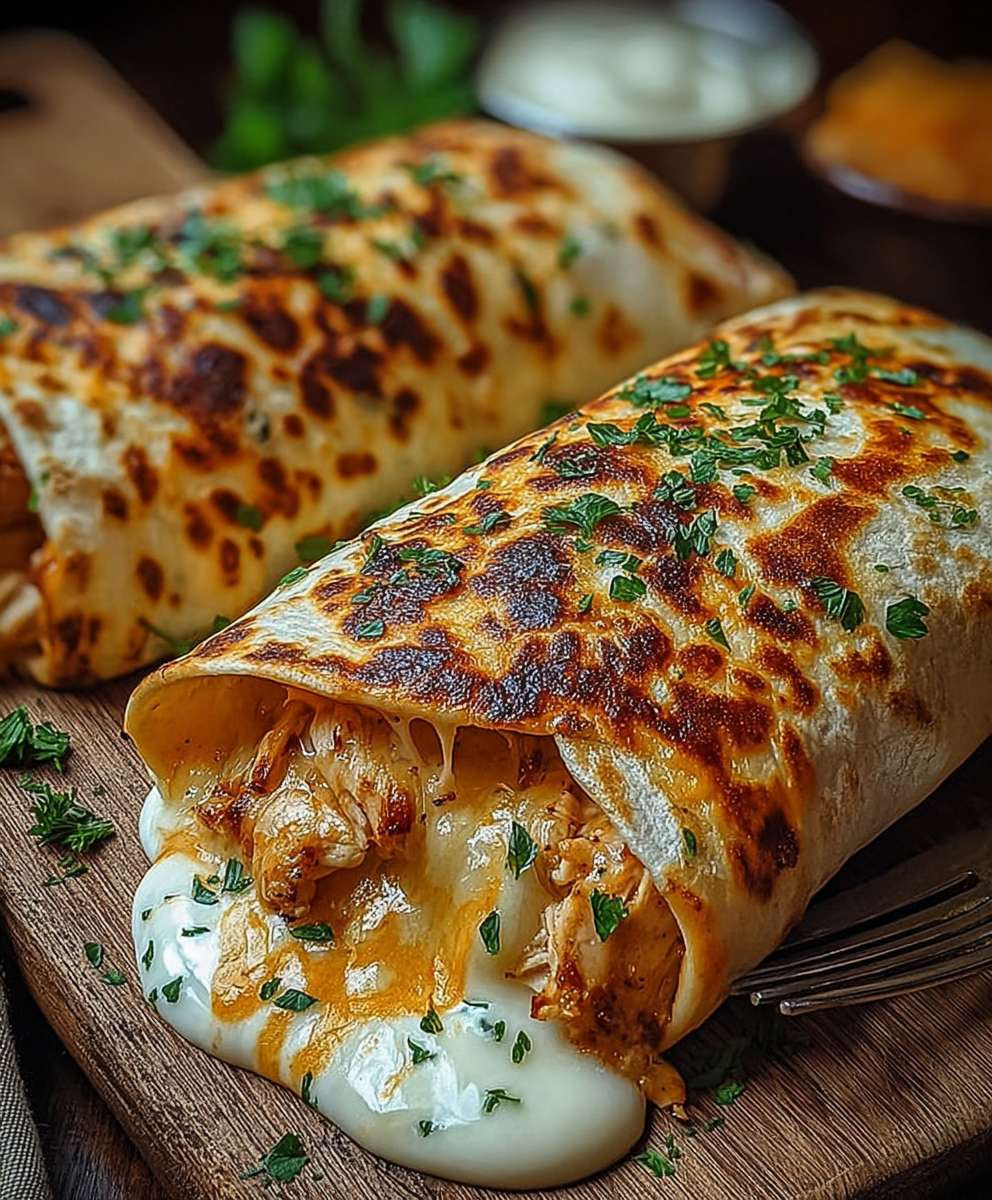 Käse Knoblauch Hähnchen Wraps