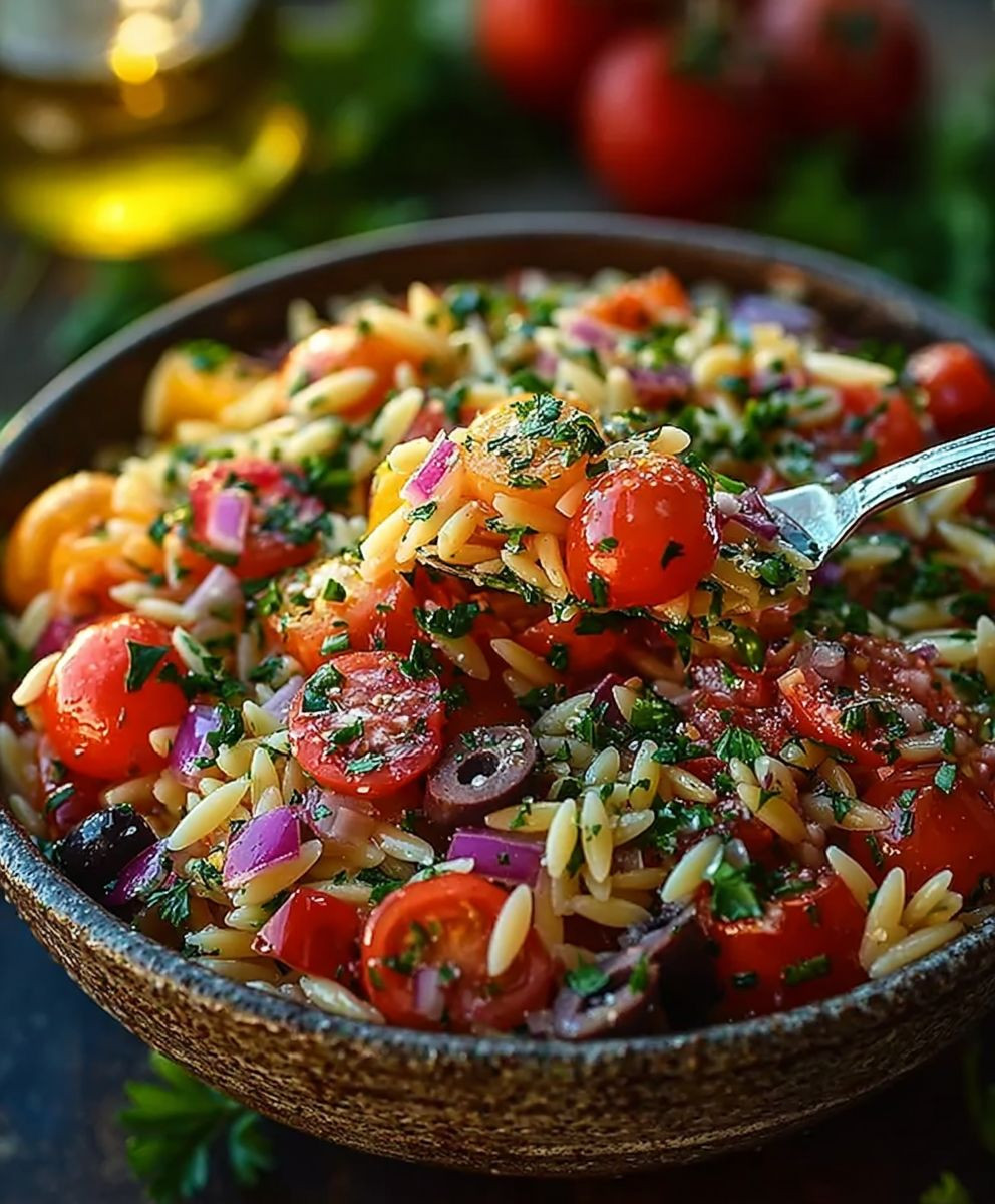 Mediterraner Orzo Salat Sommer
