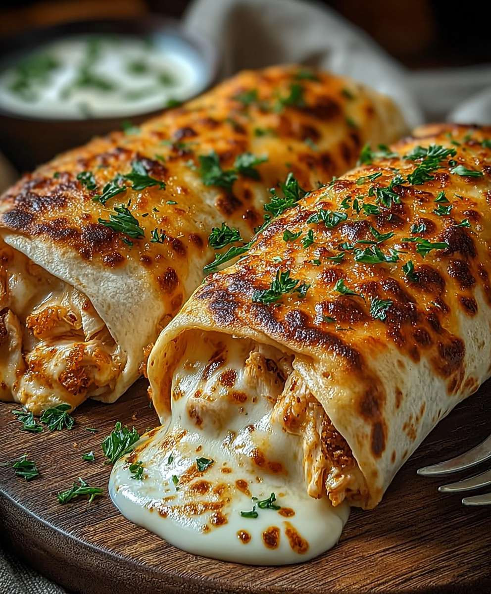 Käse Knoblauch Hähnchen Wraps