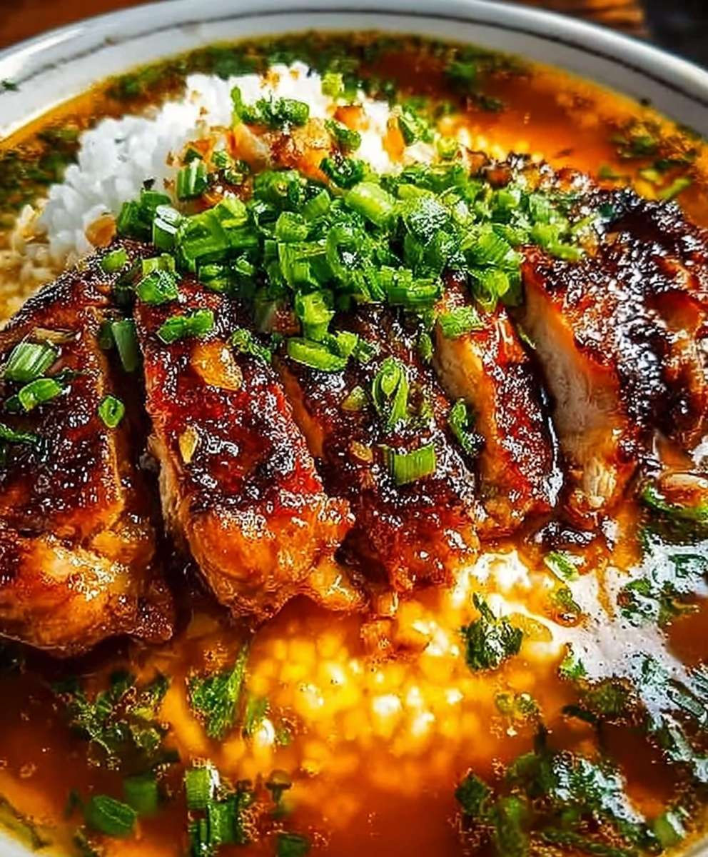Karamellisierte Soja Huhn Ingwerbrühe