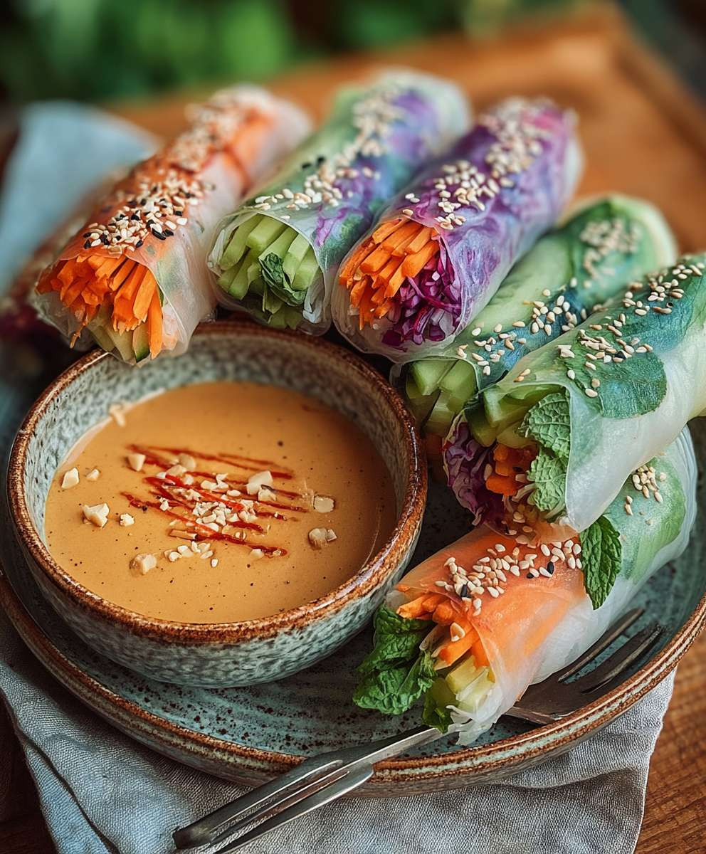 Sommerrollen mit Erdnussdip