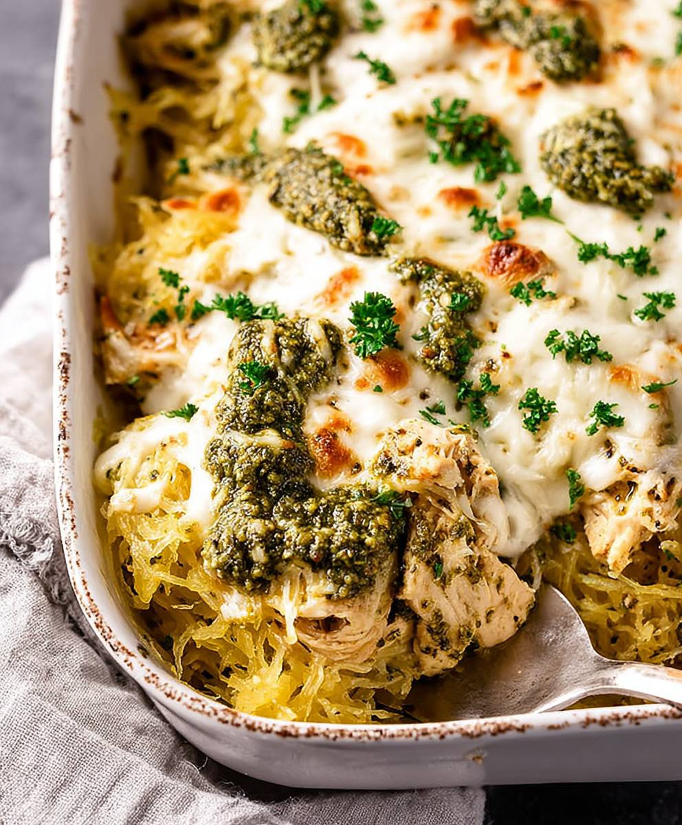 Pesto Hähnchen Spaghetti Kürbis