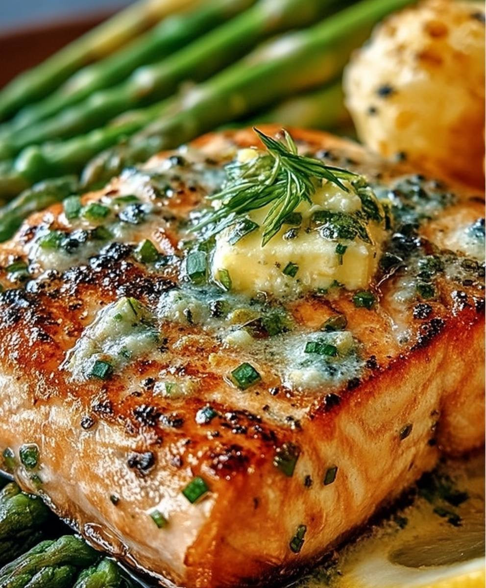 Lachs mit Knoblauchbutter Spargel