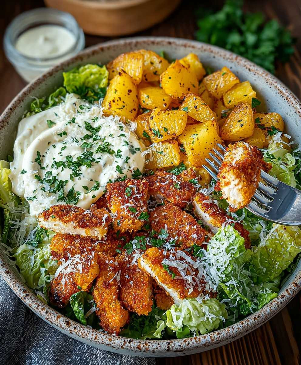 Knusprige Caesar Hähnchen Bowl