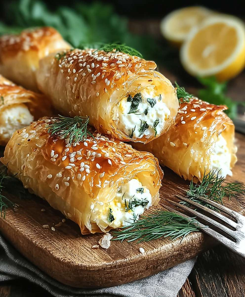 Ofen Gebackene Feta Röllchen