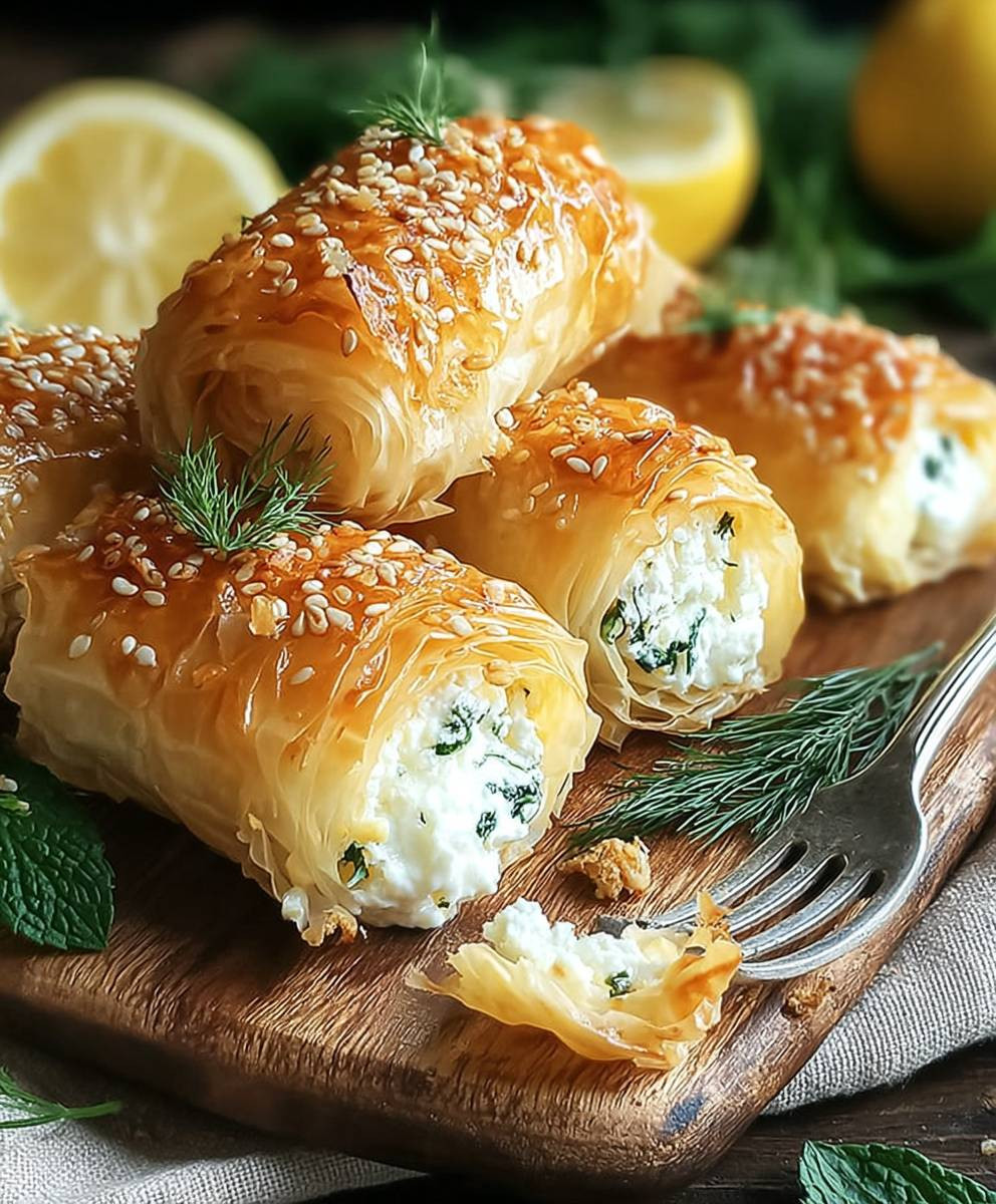 Ofen Gebackene Feta Röllchen