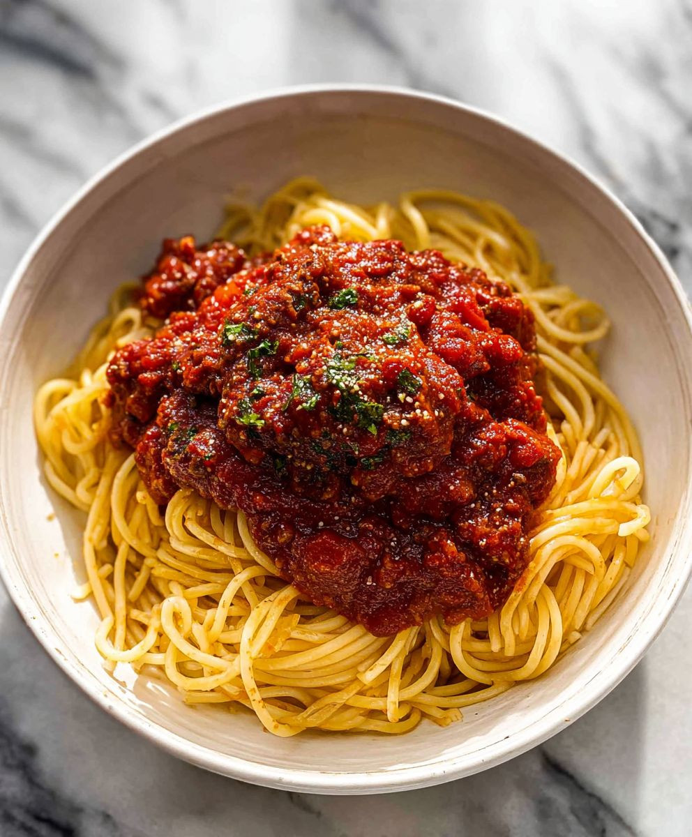 Hausgemachte Spaghetti Sauce mit Fleisch