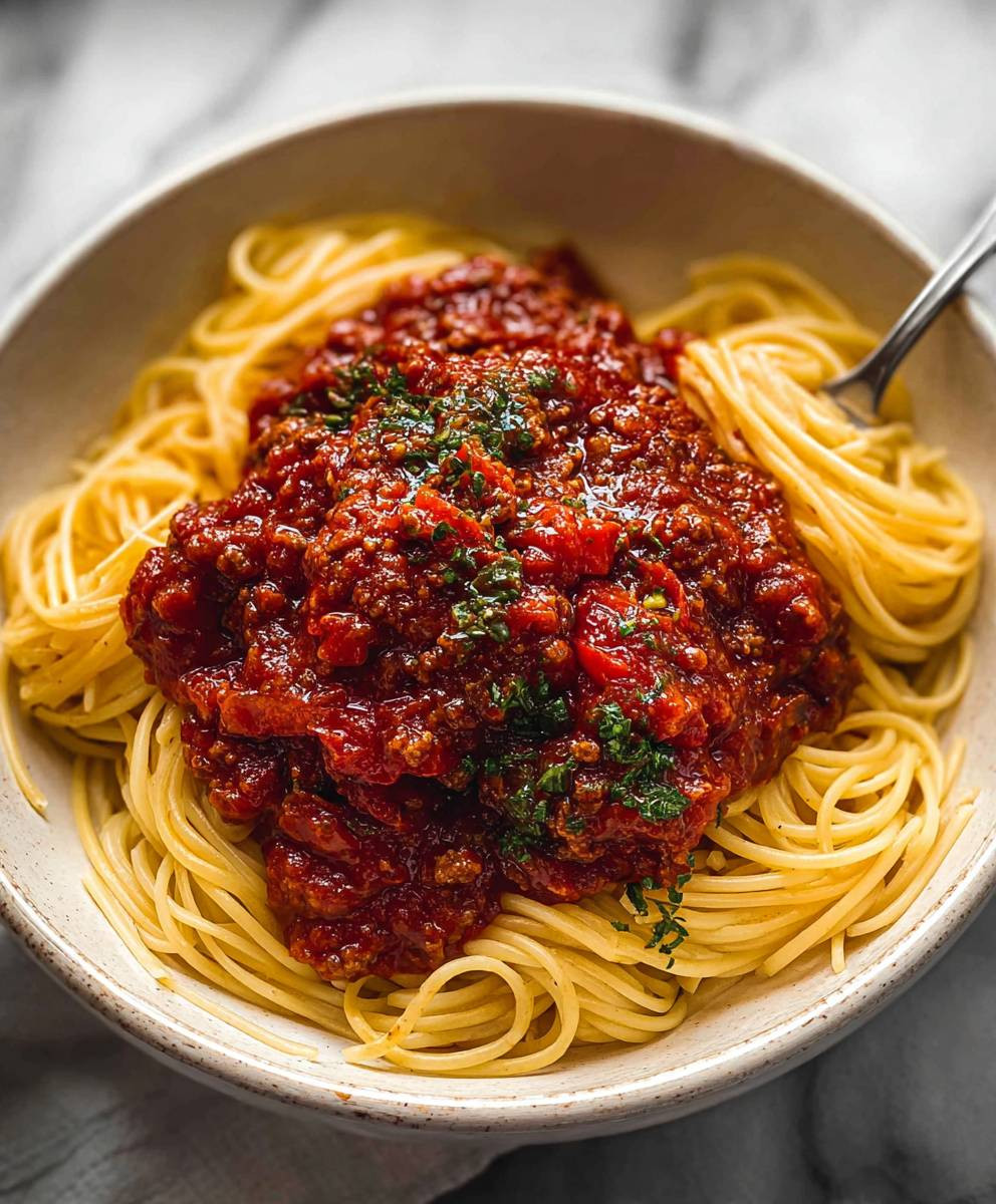 Hausgemachte Spaghetti Sauce mit Fleisch