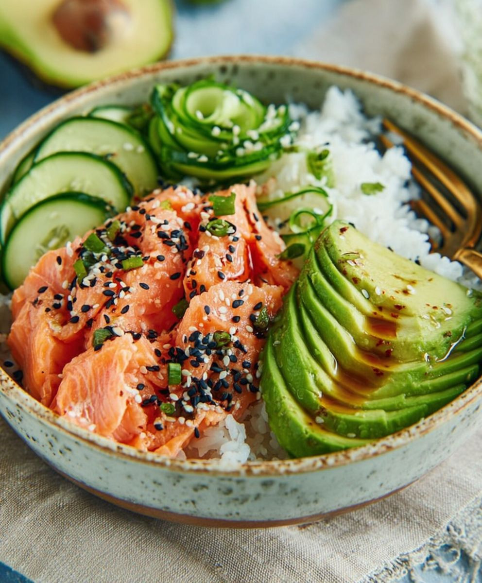 Lachs Avocado Bowl einfach schnell