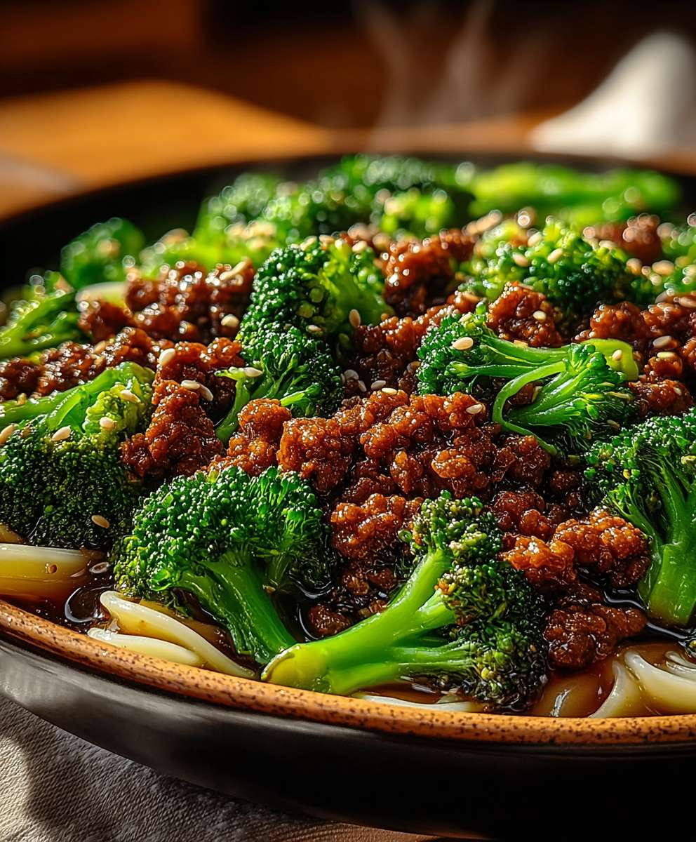 Teriyaki Hackfleisch Pfanne Brokkoli