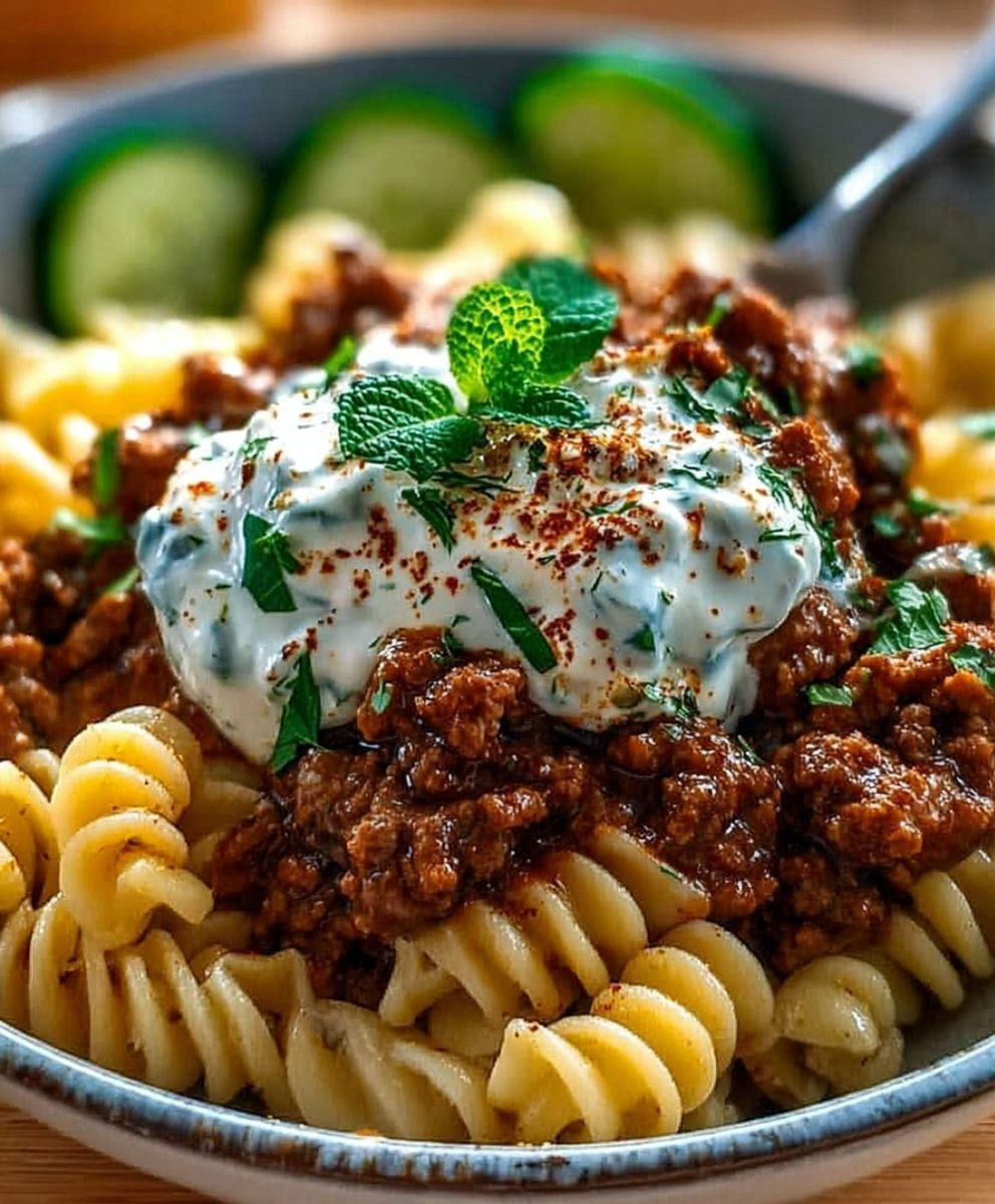 Türkische Pasta Hackfleisch Joghurtsoße
