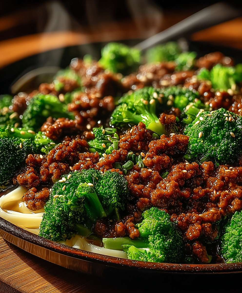 Teriyaki Hackfleisch Pfanne Brokkoli