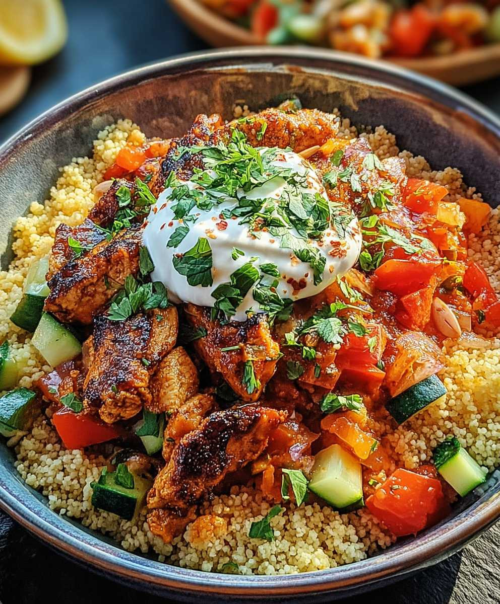 Marokkanischer Hühner Couscous Schüssel