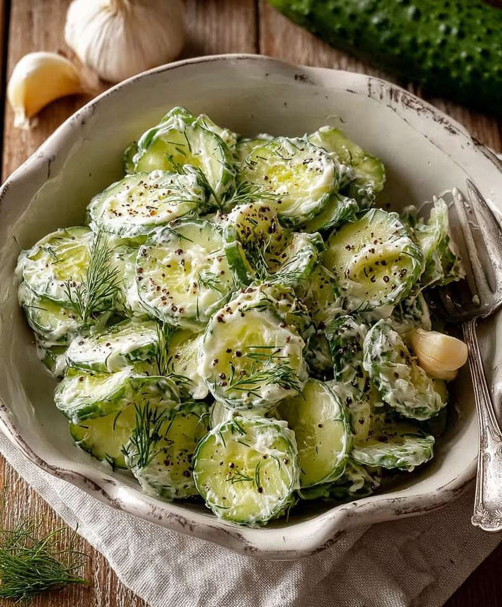 Gurkensalat mit Schmand und Dill