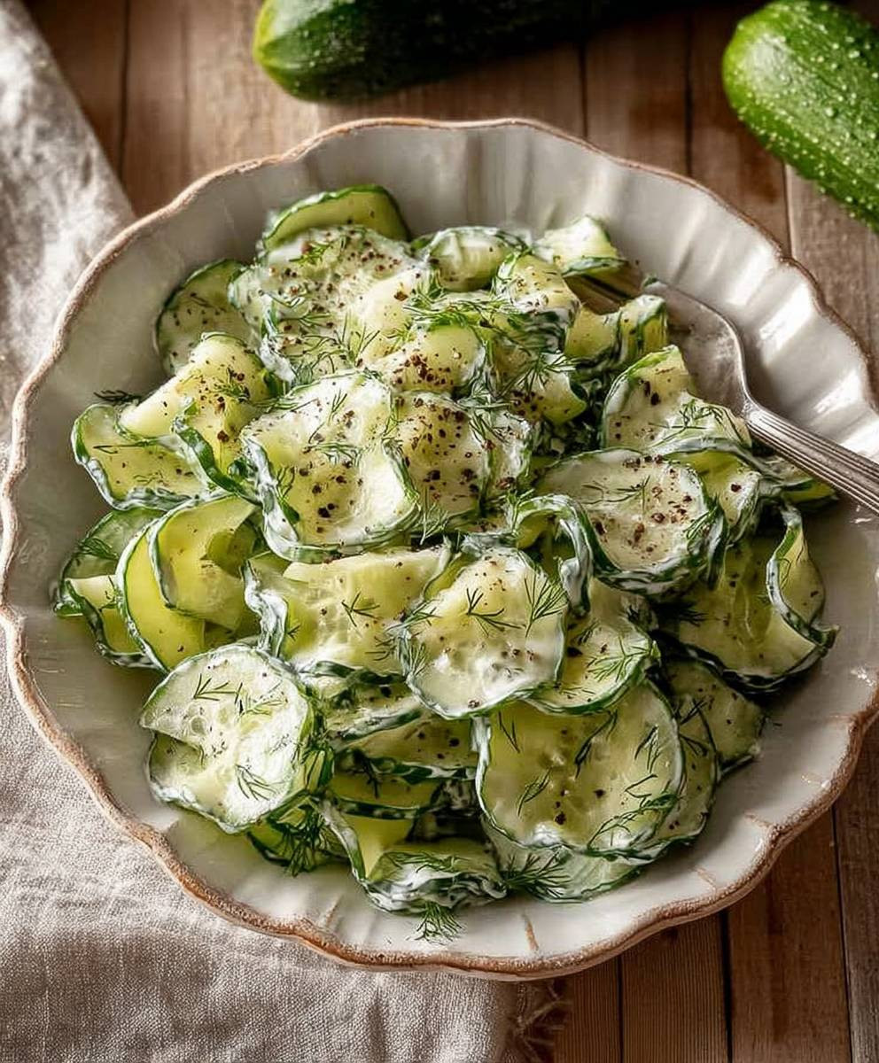 Gurkensalat mit Schmand und Dill