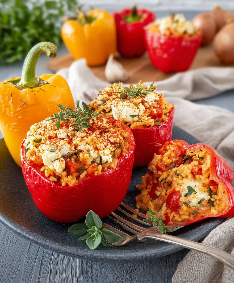 Gefüllte Paprika vegetarisch mit Feta