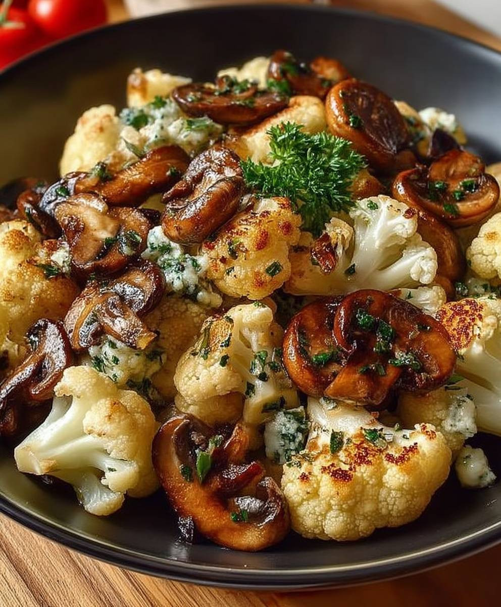Blumenkohl Champignon Pfanne Knoblauch