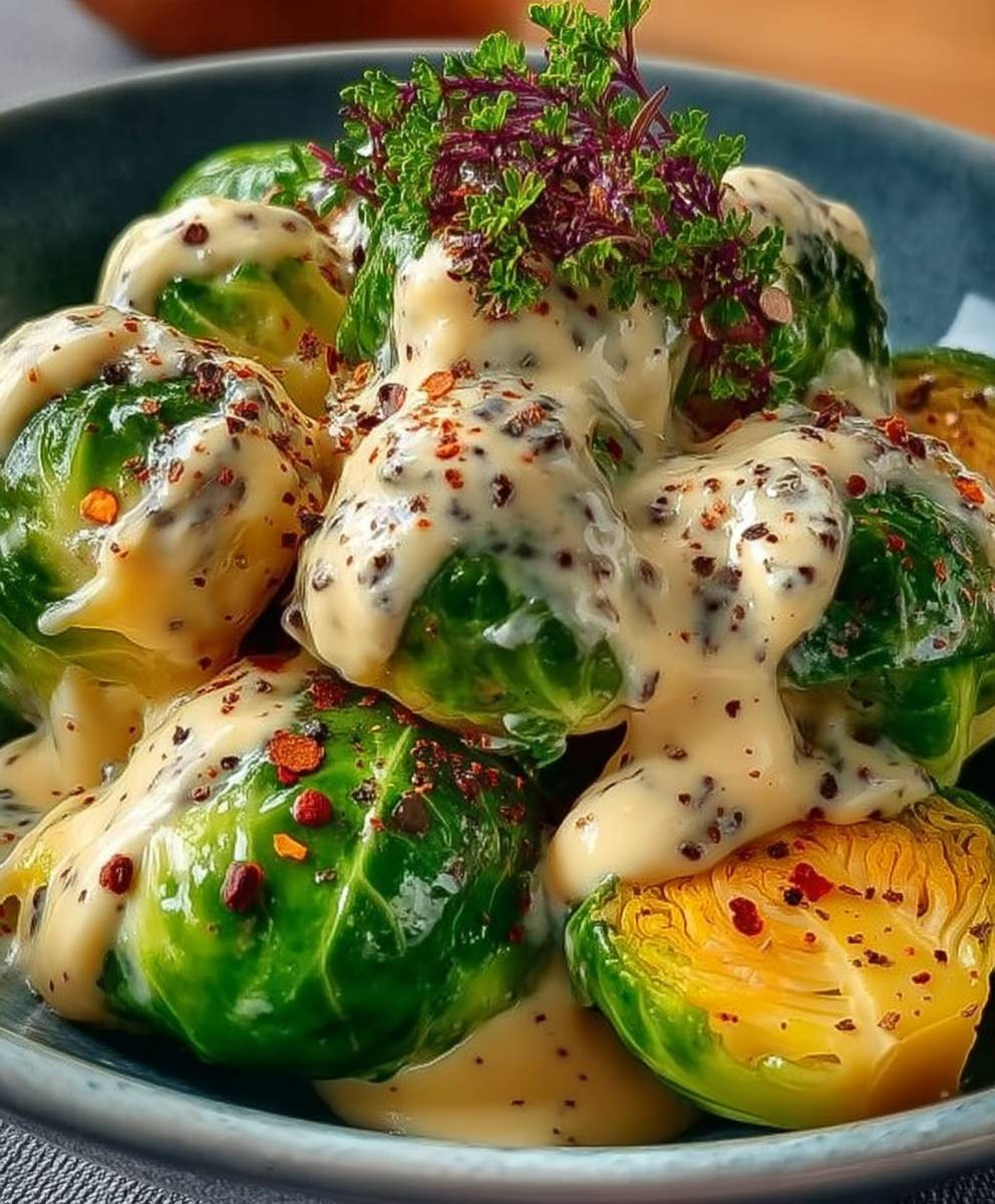 Rosenkohl Frischkäse Senfsauce