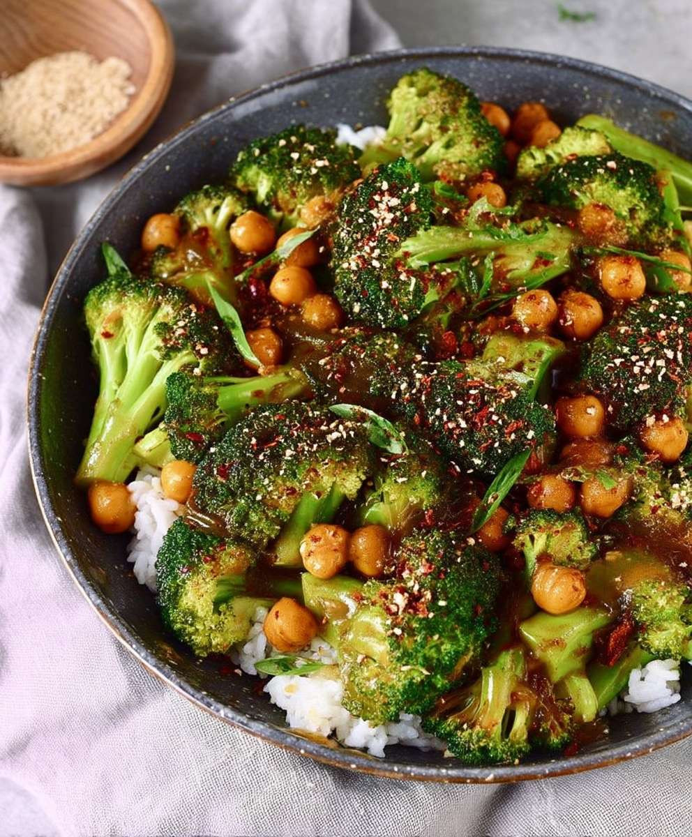 Brokkoli Pfanne Kichererbsen vegan
