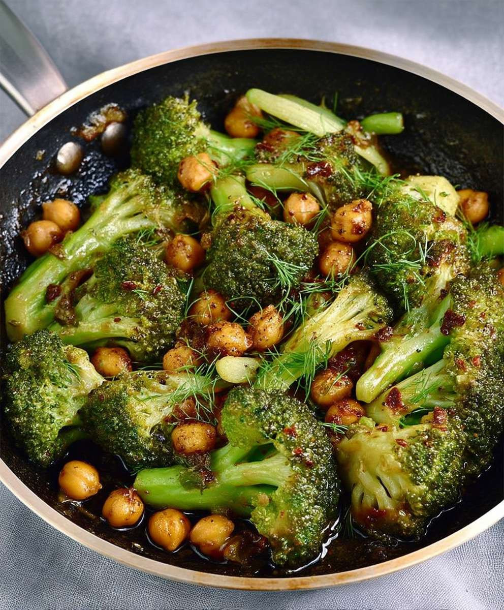 Brokkoli Pfanne Kichererbsen vegan