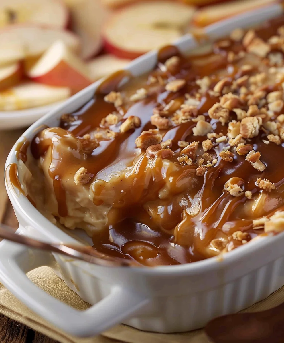 Schneller Karamell Apfel Cheesecake Dip